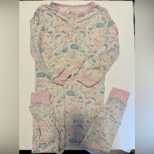 Magnetic Me Pink Trim Blue Whale Print Footed One-Piece